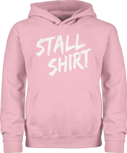 Kinder Hoodie Jungen Mädchen - Pferd Pferde - Stallshirt Distressed - 140 (9/11 Jahre) - Hellrosa - pferdepullover reiten stall pullover reithoodies pferdeliebhaber pulli reitpulli reiter hoody von Shirtracer