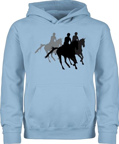 Kinder Hoodie Jungen Mädchen - Pferd Pferde - Freizeitreiten Ausreiten Reiten - 116 (5/6 Jahre) - Hellblau - hoodies geschenk pferdesprüche polower pferdesprüchen sweater pferdefan pullover jungs von Shirtracer