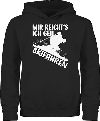 Kinder Hoodie Jungen Mädchen - Sport Kleidung - Mir reicht's ich GEH Skifahren - weiß - 140 (9/11 Jahre) - Schwarz - Pullover Kinder. Skifahrer 25. Geburtstag ski reitpullover Fahren Pulli gehe von Shirtracer