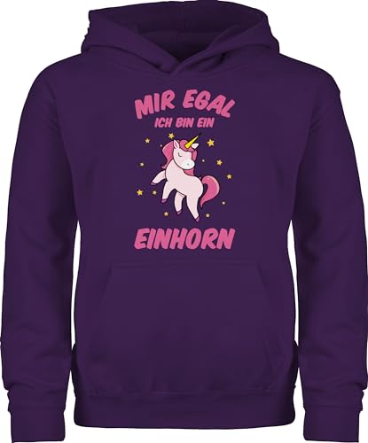 Kinder Hoodie Jungen Mädchen - Statement Sprüche - Mir egal ich bin ein Einhorn - 98 (1/2 Jahre) - Lila - pullover pulli mit kapuze kapuzenpulli kapuzenpullover kids hoody hoodies für sprüchen von Shirtracer