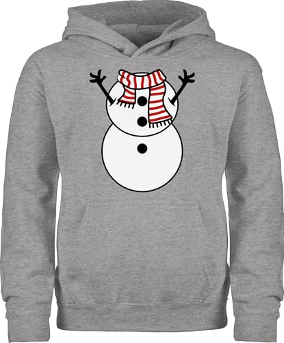 Kinder Hoodie Jungen Mädchen - Weihnachten Geschenke Christmas - Schneemann Kostüm - 152 (12/13 Jahre) - Grau meliert - weihnachtshoodie weihnachtspulli Kind weihnachtsmotiv Pullover von Shirtracer