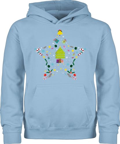 Kinder Hoodie Jungen Mädchen - Weihnachten Geschenke Christmas - Weihnachtsstern - 152 (12/13 Jahre) - Hellblau - weihnachtspulli Weihnachts Geschenk Tree Pullunder weihnachtssweater weihnachtlich von Shirtracer