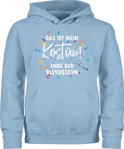Kinder Hoodie Jungen Mädchen - & - Das ist mein Kostüm Ende der Diskussion I Fastnacht Kostüm Karneval I Fasching Ersatzkostüm Fasnacht - 140 (9/11 Jahre) - Hellblau - faschings pullover jeck von Shirtracer