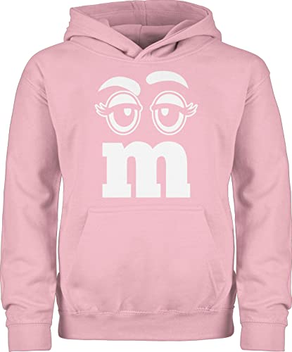 Kinder Hoodie Jungen Mädchen - & Fasching - M und M Augen Karneval I Fastnacht I Fasnacht I Fasnet - 152 (12/13 Jahre) - Hellrosa - faschings mm pulli jeck mms pullover verkleidet logo hoody von Shirtracer