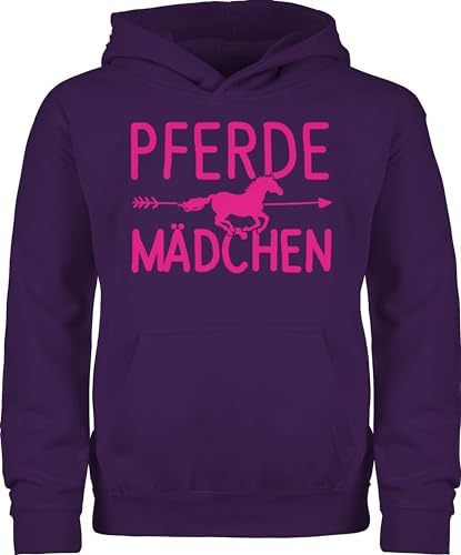 Kinder Hoodie Jungen - Pferd - Pferde Mädchen Geschenk Pferdemädchen I Pferdeliebhaberin Geschenke Reiterin - 104 (3/4 Jahre) - Lila - pferdepullies pferdepullover reiten pullover reithoodies von Shirtracer