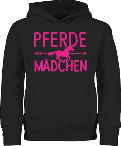 Kinder Hoodie Jungen - Pferd - Pferde Mädchen Geschenk Pferdemädchen I Pferdeliebhaberin Geschenke Reiterin - 116 (5/6 Jahre) - Schwarz - pferdepullies pferdepullover reiten pullover reithoodies von Shirtracer
