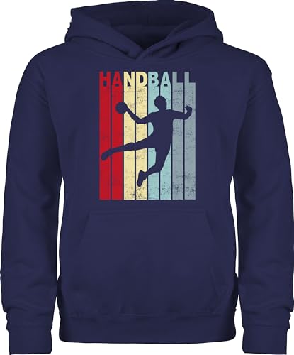 Kinder Hoodie Jungen Mädchen - Sport Kleidung - Handballer Handballspieler Geschenk Sprungwurf Handball - 128 (7/8 Jahre) - Navy Blau - kapuzenpulli pullover pulli hoody pullis für hoodies jungs von Shirtracer