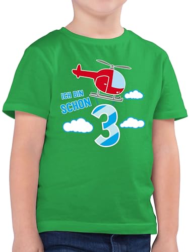 Kinder T-Shirt Jungen - 3. Geburtstag - Ich Bin Schon DREI Hubschrauber - 104 (3/4 Jahre) - Grün - geburtstagsshirt 3 Jahre Tshirt Junge 3.Geburtstag jetzt Shirt t Three Shirts Kindergeburtstag von Shirtracer