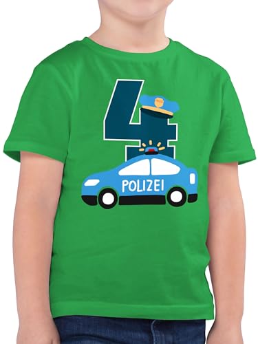 Kinder T-Shirt Jungen - 4. Geburtstag - Polizei Vierter - 104 (3/4 Jahre) - Grün - geburtstagsshirt 4 Jahre Junge Tshirt Vier Polizist Shirt geburtstagstshirt Kleidung 4.Geburtstag Kinder-Shirt von Shirtracer
