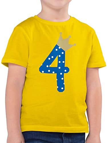 Kinder T-Shirt Jungen - 4. Geburtstag - Vier Krone Junge Vierter - 104 (3/4 Jahre) - Gelb - geburtstagst-Shirt 4 4th+Birthday Tshirt Jungs geburtstagsshirt Jahre Shirt Shirts t b-Day Kind von Shirtracer