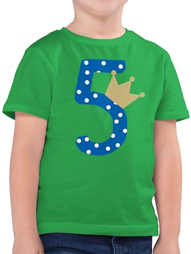 Kinder T-Shirt Jungen - 5. Geburtstag - Fünf Krone Junge Fünfter - 116 (5/6 Jahre) - Grün - Birthday Tshirt with Number 5 Shirt 5-jähriger 5.Geburtstag Kindershirt mit Zahl von Shirtracer