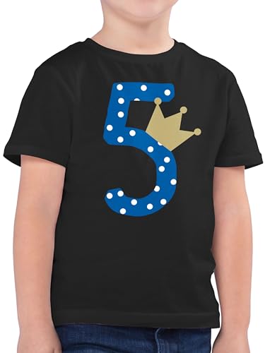 Kinder T-Shirt Jungen - 5. Geburtstag - Fünf Krone Junge Fünfter - 128 (7/8 Jahre) - Schwarz - Kindergeburtstag Shirt 5 Jahre Tshirt Geburtstags Yrs Old t Years Birthday Jahre, Happy Zahl Boy von Shirtracer