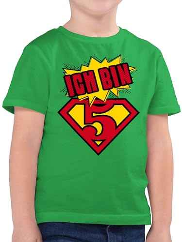 Kinder T-Shirt Jungen - 5. Geburtstag - Ich Bin fünf Superheld - 116 (5/6 Jahre) - Grün - geburtstagsshirt 5 Junge Shirt 5-jähriger 5.Geburtstag Schon Tshirt Jahre t 5, jetzt Tshirts superhelden von Shirtracer