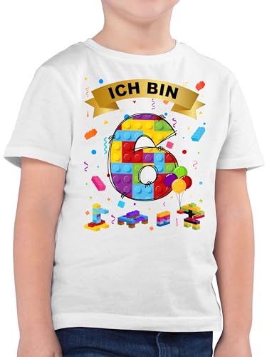 Kinder T-Shirt Jungen - 6. Geburtstag - Ich Bin 6 Bausteine - 116 (5/6 Jahre) - Weiß - Jahre Junge Tshirt geburtstagsshirt sechs Shirt geburtstagstshirt 6.Geburtstag t Geburtstags sechster Jungs von Shirtracer