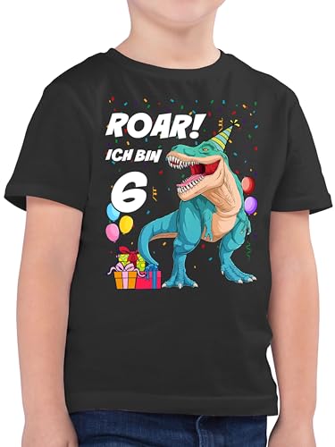 Kinder T-Shirt Jungen - 6. Geburtstag - Ich Bin 6 Jahre - T-Rex Dinosaurier Dino - 128 (7/8 Jahre) - Anthrazit - Tshirt Junge t rex geburtstagsshirt sechs Shirt geburtstagstshirt 6.Geburtstag Kind von Shirtracer