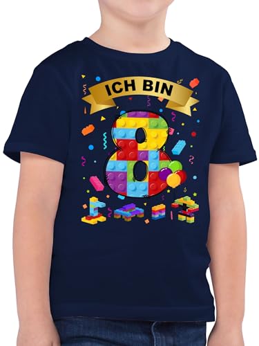 Kinder T-Shirt Jungen - 8. Geburtstag - Ich Bin 8 Bausteine - 140 (9/11 Jahre) - Dunkelblau - acht Jahre Junge Shirt t-Shirts Jungs geburtstagsshirt Kindergeburtstag Tshirt geburtsshirt Alter t von Shirtracer