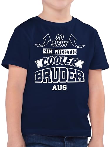 Kinder T-Shirt Jungen - So Sieht EIN richtig Cooler Bruder aus Pfeile - 140 (9/11 Jahre) - Dunkelblau - t- Shirt Geschenke Geschenk brüder Kinder-t-Shirt für den Tshirt Junge besten Shirts von Shirtracer