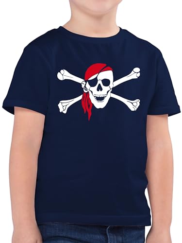 Kinder T-Shirt Jungen - Bunt gemischt - Totenkopf Pirat Kopftuch - 116 (5/6 Jahre) - Dunkelblau - Piraten t- Shirt Tshirt Kind totenschädel Shirts piratenkopftuch Tshirts kopftücher Kindershirt von Shirtracer