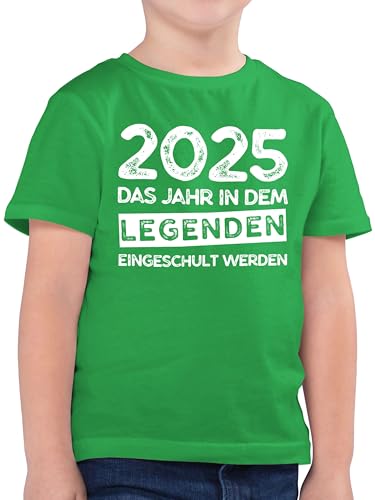 Kinder T-Shirt Jungen - Einschulung Junge - 2025 Das Jahr in dem Legenden eingeschult Werden - 128 (7/8 Jahre) - Grün - Tshirt Schulkind 2022 einschulungsshirt schulanfänger 1 Schultag Shirt von Shirtracer