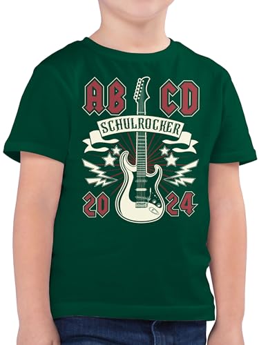 Kinder T-Shirt Jungen - Einschulung Junge - ABCD Schulrocker - 128 (7/8 Jahre) - Tannengrün - gastgeschenk Schulanfang Shirt 1. klasse Tshirt Schulkind Geschenk Outfit für schulanfänger t von Shirtracer