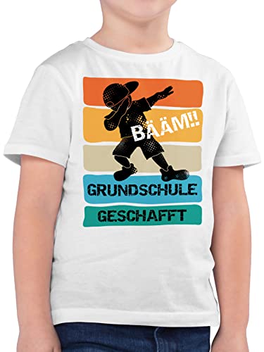 Kinder T-Shirt Jungen - Einschulung Junge - Bääm Grundschule geschafft Grundschule gemeistert Grundschule Ende Abgeschlossen - 140 (9/11 Jahre) - Weiß - 1.Schultag Tshirt von Shirtracer