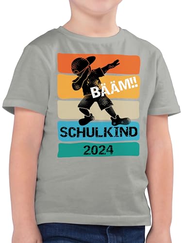 Kinder T-Shirt Jungen - Einschulung Junge - Bääm! Schulkind 2024-116 (5/6 Jahre) - Hellgrau - Geschenk Geschenke Schulanfang schulbeginn Schule Sachen grundschule und Geschenke+Einschulung von Shirtracer