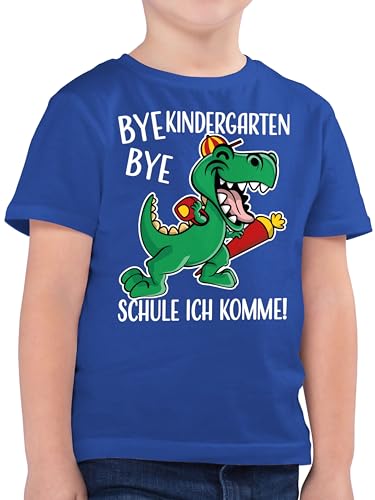 Kinder T-Shirt Jungen - Einschulung Junge - Bye Bye Kindergarten Dinosaurier - 140 (9/11 Jahre) - Royalblau - Dino-t-Shirt mit Schulanfang Shirt Schulkind schulanfänger Dino Schule Tshirt zur von Shirtracer
