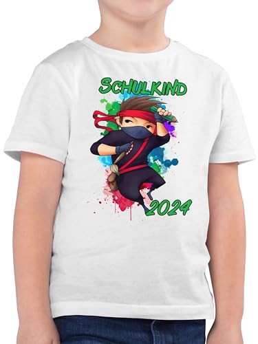 Kinder T-Shirt Jungen - Einschulung - Cooler Ninja Junge 2024-116 (5/6 Jahre) - Weiß - Tshirt jetzt Schulkind ersten Schultag Shirt t gastgeschenk Schulanfang Outfit Schulstart vorschulkind von Shirtracer