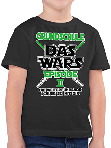 Kinder T-Shirt Jungen - Einschulung Junge - Grundschule Das Wars - Episode 2 - Die Weiterführende Schule sei mit dir - weiß - 152 (12/13 Jahre) - Anthrazit - schuleingangs sprüche abschluss von Shirtracer