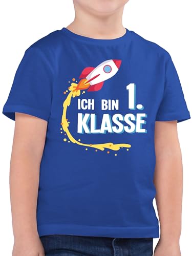 Kinder T-Shirt Jungen - Einschulung Junge - Ich Bin 1. Klasse Rakete - 128 (7/8 Jahre) - Royalblau - 1.klasse Shirt Schulkind schulanfänger 1 Tshirt Geschenk einschulungsshirt Schulanfang t-Shirts von Shirtracer