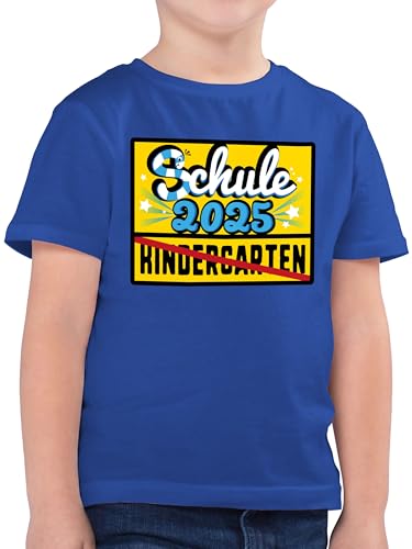 Kinder T-Shirt Jungen - Einschulung Junge - Ortsschild Schule 2025 Kindergarten - 128 (7/8 Jahre) - Royalblau - Schulkind Tshirt einschulungsshirt schulanfänger 2022 Shirt t einschulungsshirts von Shirtracer