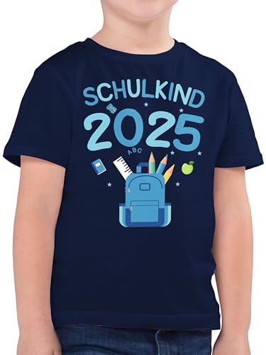 Kinder T-Shirt Jungen - Einschulung Junge - Schulkind 2025 I - 140 (9/11 Jahre) - Dunkelblau - gastgeschenke einschulungsshirt schulanfänger ich Bin eingeschult Tshirt einschulungsshirts 1 Schultag von Shirtracer