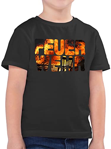 Kinder T-Shirt Jungen - Feuerwehr Flammen - 152 (12/13 Jahre) - Anthrazit - t Shirt Kind feuerwehrgeschenkartikel Tshirt Geschenke Junge Geschenk für Geschenkartikel Oberteil Nachwuchs freiwillige von Shirtracer