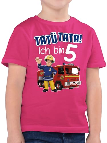 Kinder T-Shirt Jungen - Feuerwehrmann Sam - Tatü Tata! Ich Bin 5 - blau - 116 (5/6 Jahre) - Fuchsia - feuerwwhr Junge Shirt fwuerwehrmann Kurzarm der Kinder-Shirt feuerwehmann Tshirt feierwehrann von Shirtracer