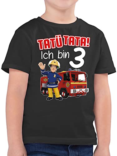 Kinder T-Shirt Jungen - Feuerwehrmann Sam - Tatü Tata! Ich Bin 3 Geburtstag - 104 (3/4 Jahre) - Anthrazit - Shirt Jahre Feuerwehr t-Shirts Junge Kindergeburtstag t Tshirt Shirts geburtstagsshirt von Shirtracer