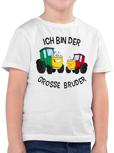 Kinder T-Shirt Jungen - Großer - Ich Bin der Grosse Bruder Traktor - 104 (3/4 Jahre) - Weiß - Geschenke für den großen Big Brother Tshirt große brüder grossen Shirt Kleidung von Shirtracer