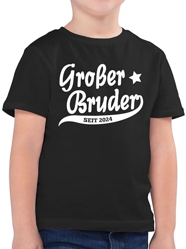 Kinder T-Shirt Jungen - Großer Bruder 2024-104 (3/4 Jahre) - Schwarz - Kind Tshirt 2023 große Brother Shirt Geschenk Big bro t großer+Bruder brüder Shirts grosser großen Jungs Geschenke von Shirtracer