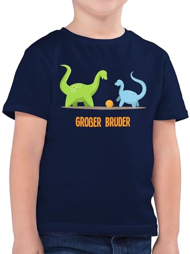 Kinder T-Shirt Jungen - Großer Bruder Dinosaurier - 116 (5/6 Jahre) - Dunkelblau - Geschenk Big Brother Tshirt große brüder Geschwister Shirt für großen großer+Bruder+Shirt Bruder bro von Shirtracer