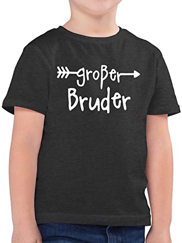 Kinder T-Shirt Jungen - Großer Bruder - 104 (3/4 Jahre) - Anthrazit Meliert - 2024 t Shirt Junge grosser Geschenk Tshirt Geschenke Shirts für Kind große 2025 zur Geburt Big Brother großen von Shirtracer