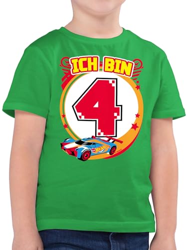 Kinder T-Shirt Jungen - Hot Wheels - Ich Bin 4 - Rennauto - 116 (5/6 Jahre) - Grün - Kind t Shirt Geburtstag Junge Jahre Tshirt Auto alt Kindershirt geburtstagsshirt jetzt Shirts tischert t-Shirts von Shirtracer