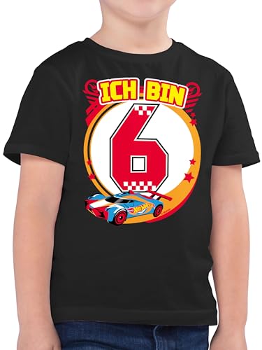 Kinder T-Shirt Jungen - Hot Wheels - Ich Bin 6 - Rennauto - 116 (5/6 Jahre) - Schwarz - Shirt Kind Tshirt t-Shirts t Shirts tischert Junge fã¼r Jungs für hat 6.Geburtstag kindershirts von Shirtracer