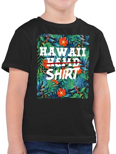 Kinder T-Shirt Jungen - Karneval & Fasching - Hawaii Hemd Shirt - Aloha Party Hawaiian Hawaii-Kleidung Karibik - 164 (14/15 Jahre) - Schwarz - Oberteil Fashing Kindershirt köstume Junge karnelval von Shirtracer