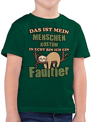 Kinder T-Shirt Jungen - Karneval & Fasching - Das ist Mein Menschen Kostüm in echt Bin ich EIN Faultier schlafend - 164 (14/15 Jahre) - Tannengrün - Shirt karnewal t strassenkarneval Shirts von Shirtracer