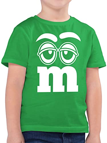 Kinder T-Shirt Jungen - Karneval & Fasching - Faschingskostüm Gruppen M&M Aufdruck Gesicht - 152 (12/13 Jahre) - Grün - Shirt lustiges faschingskost t Shirts Oberteil strassenkarneval carneval von Shirtracer