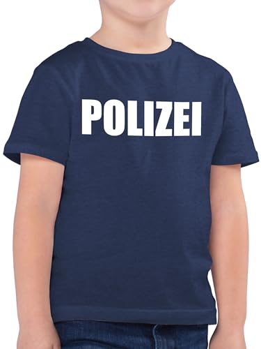 Kinder T-Shirt Jungen - Karneval & Fasching - Polizei Polizeiuniform Polizist Polizeikostüm SEK Polizistin Police SWAT - 104 (3/4 Jahre) - Dunkelblau Meliert - Oberteil Karneval-Klamotten Faschings von Shirtracer