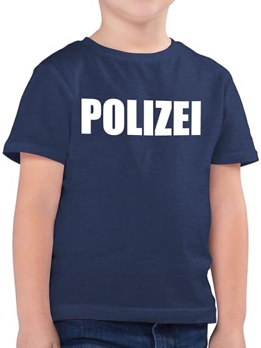 Kinder T-Shirt Jungen - Karneval & Fasching - Polizei I Polizeiuniform I Polizist I Polizeikostüm I SEK Polizistin I Police I SWAT - 104 (3/4 Jahre) - Dunkelblau Meliert - köstüm Faschings Shirt von Shirtracer