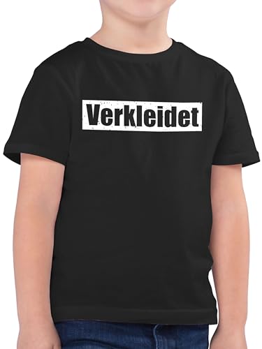 Kinder T-Shirt Jungen - Karneval & Fasching - Verkleidet Schriftzug - weiß - 140 (9/11 Jahre) - Schwarz - Fashing Shirt Carnaval Costum fasnets Tshirt Kind Outfit costüm t-Shirts köstume Junge von Shirtracer