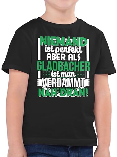 Kinder T-Shirt Jungen - Fahnen und Flaggen - Niemand ist perfekt Gladbacher - 164 (14/15 Jahre) - Schwarz - Stadt mönchengladbach Tshirt Country Shirt von Shirtracer