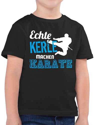 Kinder T-Shirt Jungen - Sport Kleidung - Echte Kerle Machen Karate - 164 (14/15 Jahre) - Schwarz - Geschenk Junge Sportshirt männer Tshirt Shirt t von Shirtracer