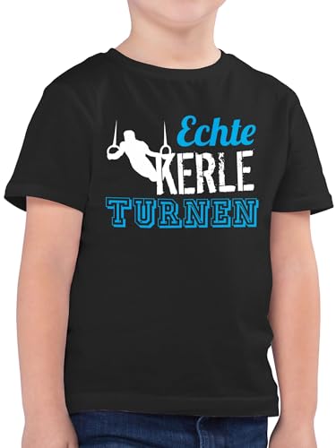 Kinder T-Shirt Jungen - Sport Kleidung - Echte Kerle Turnen - 152 (12/13 Jahre) - Schwarz - Turner t-Shirts Jungs Sportshirt Turn Tshirt Junge Geschenk männer Shirt t Shirts baumwollshirt von Shirtracer